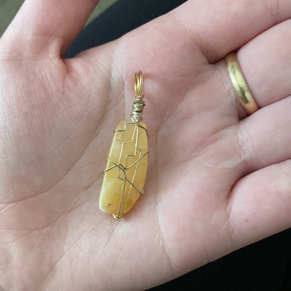 Hand wrapped stone Calcite necklace.